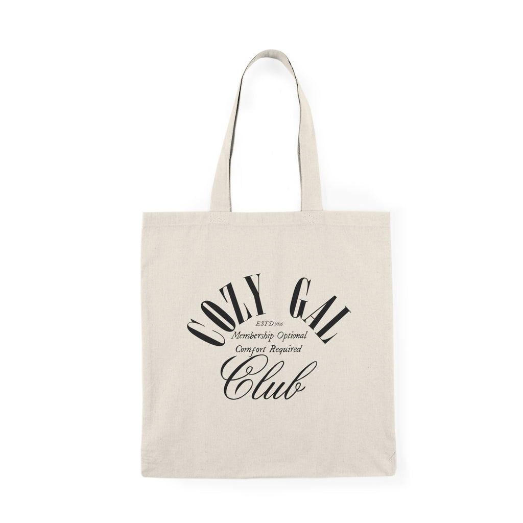 Cozy Gal Club Tote Bag — "Founding Member" Natural Canvas Tote