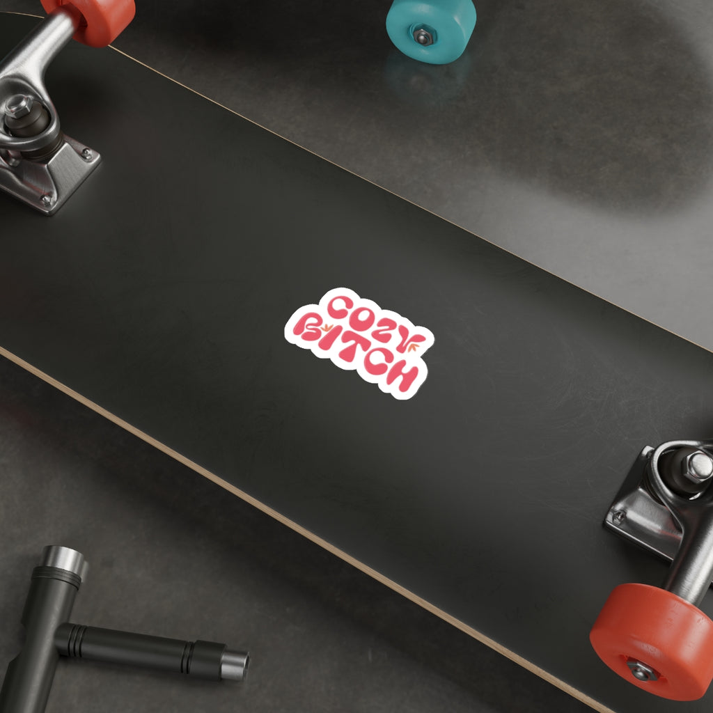 Cozy Bitch Die-Cut Sticker — Retro Pink Cozy Vibes Laptop Decal
