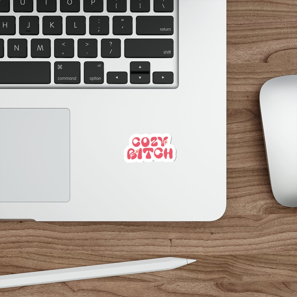 Cozy Bitch Die-Cut Sticker — Retro Pink Cozy Vibes Laptop Decal