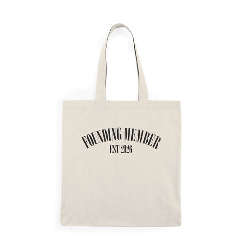 Cozy Gal Club Tote Bag — "Founding Member" Natural Canvas Tote
