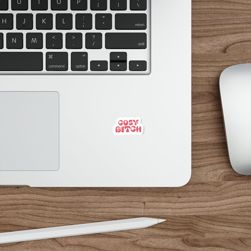 Cozy Bitch Die-Cut Sticker — Retro Pink Cozy Vibes Laptop Decal