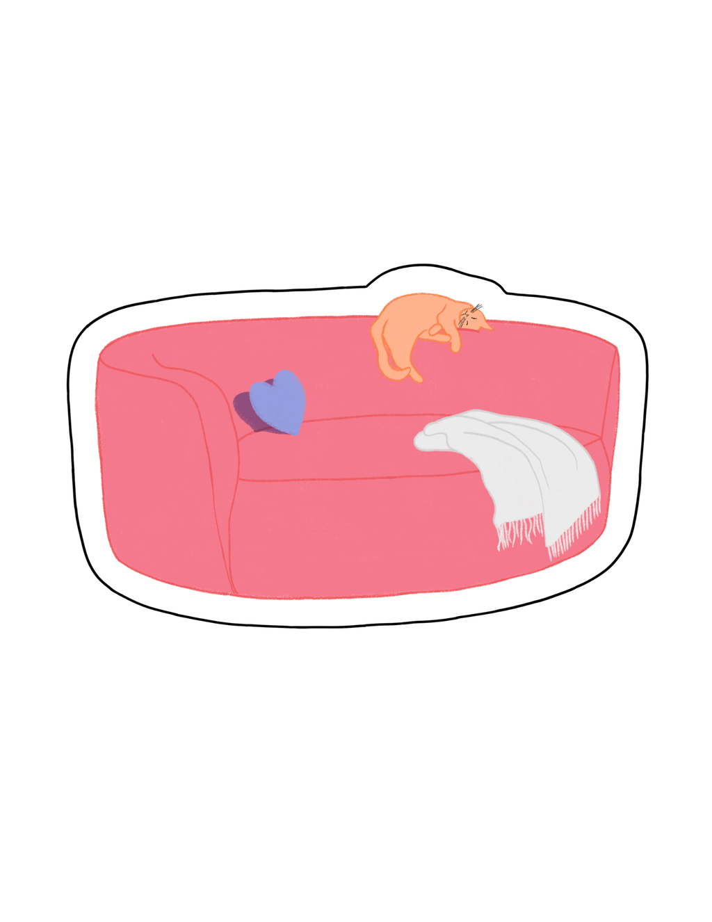 Cat Sleeping On Pink Couch Sticker