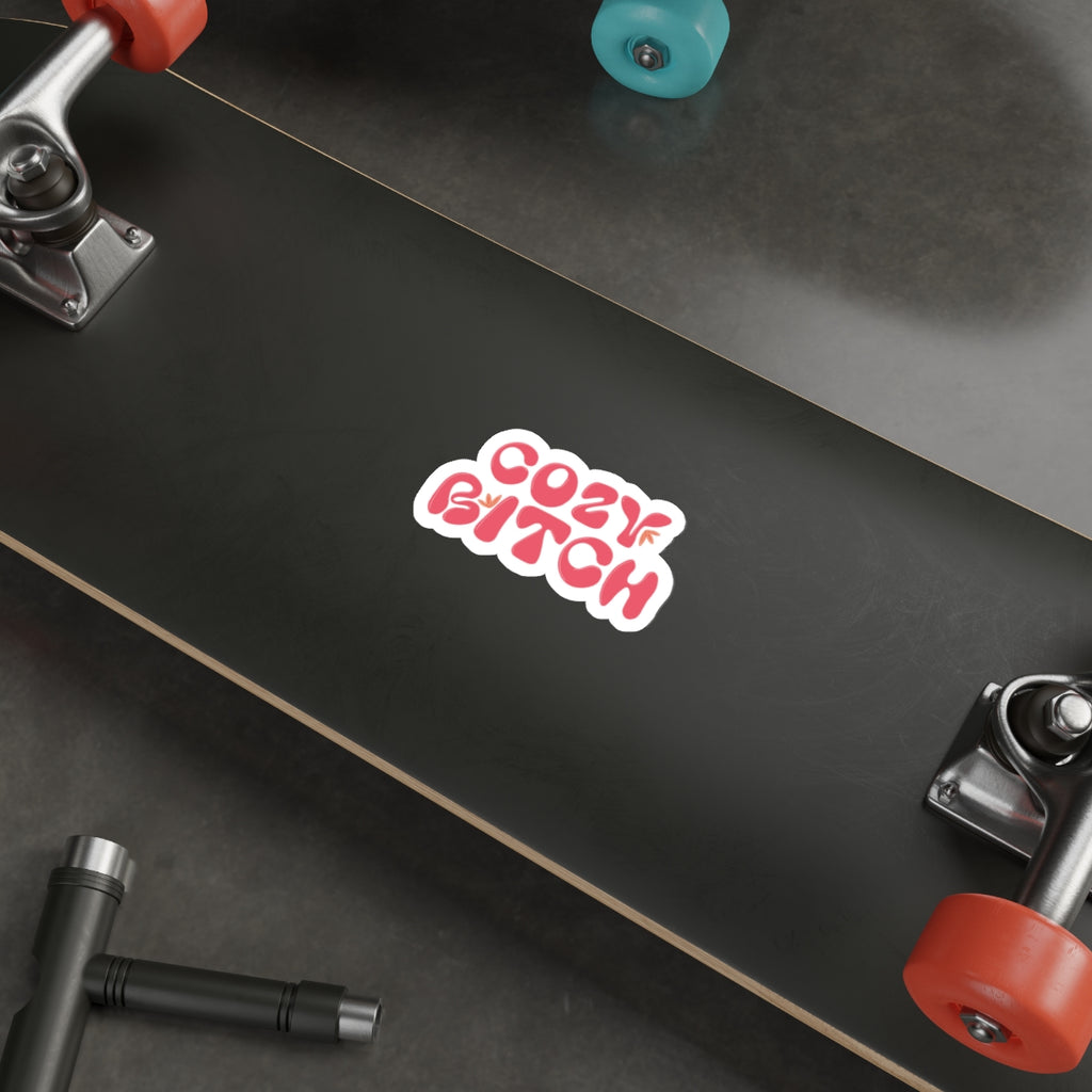 Cozy Bitch Die-Cut Sticker — Retro Pink Cozy Vibes Laptop Decal