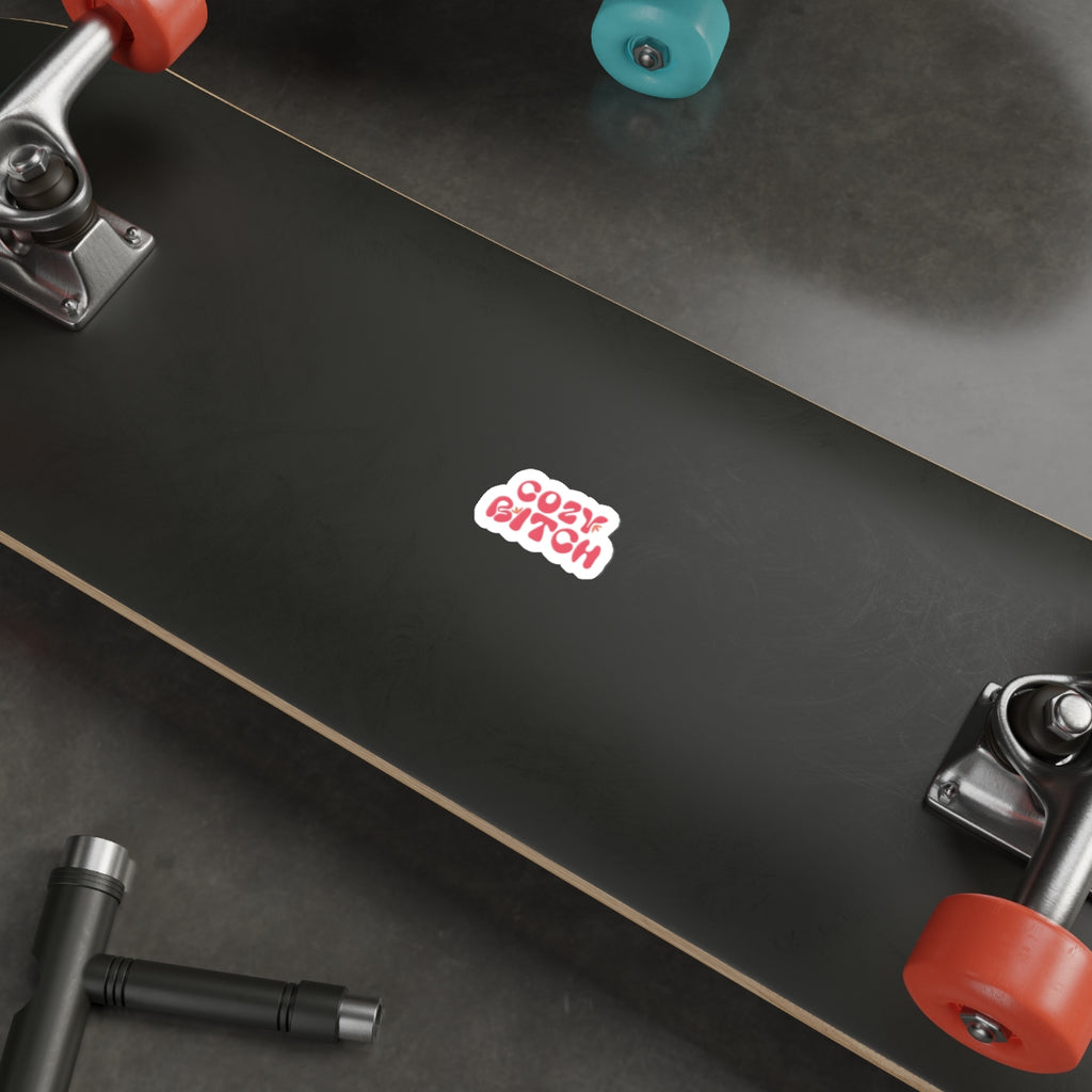 Cozy Bitch Die-Cut Sticker — Retro Pink Cozy Vibes Laptop Decal