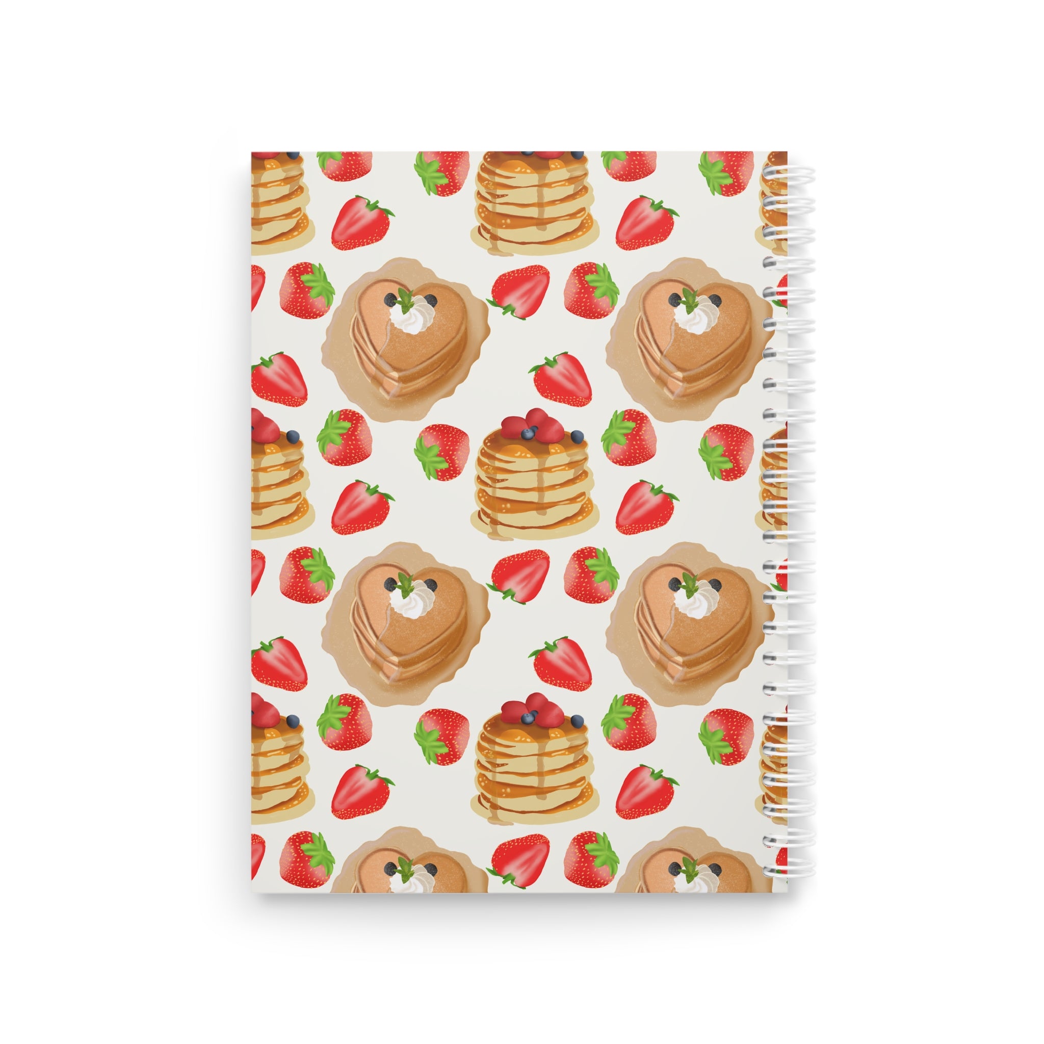 Spiral Notebook — "Slow Mornings Club" Pancake & Strawberry Pattern