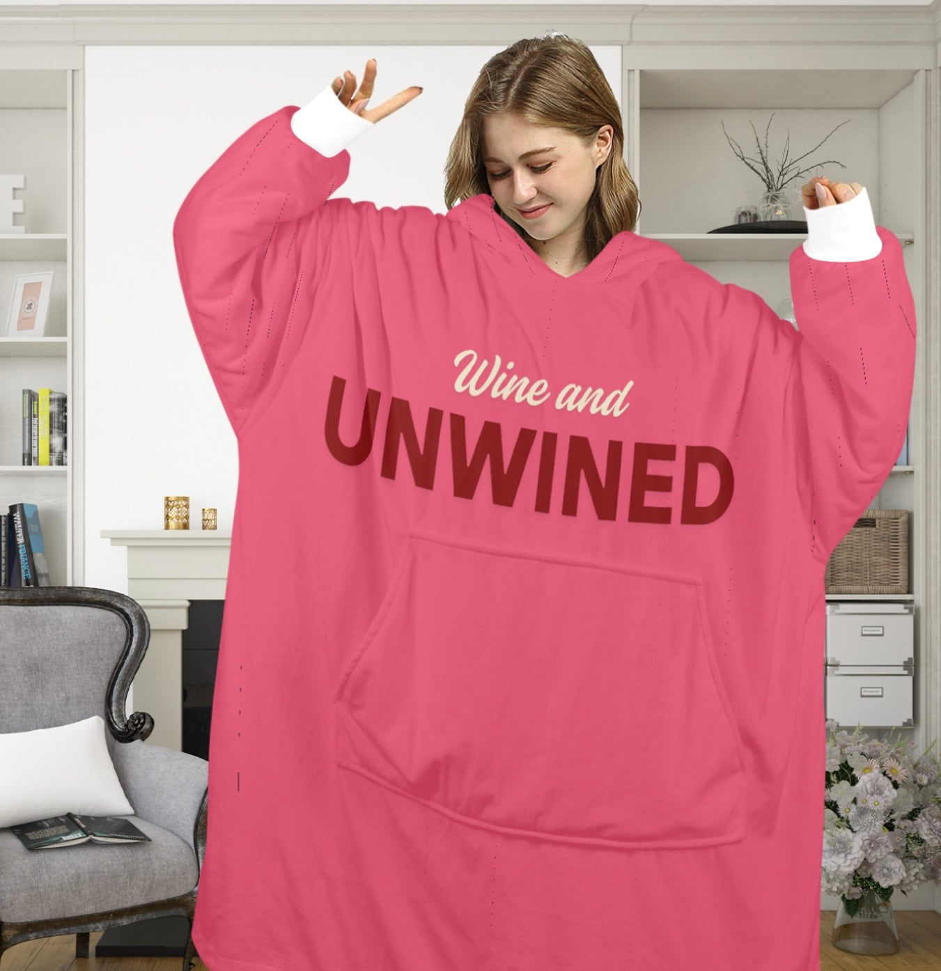 Custom Oversized Wearable Blanket Hoodie | Personalized Cozy Sweater Blanket | Bridal, Girls Trip & Custom Text Designs